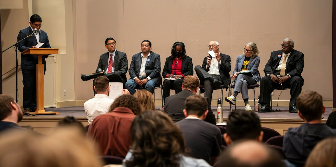 public debate on stage